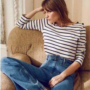 Sezane Mariniere Colette Ecru/Navy Small